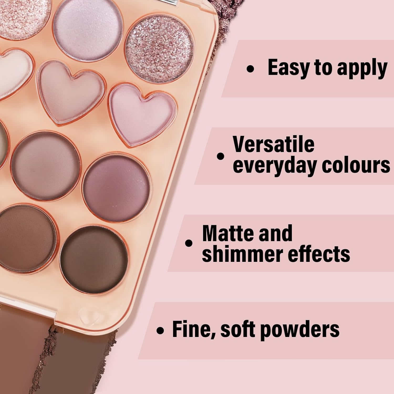 Boobeen Colorful Eyeshadow Palette, Blendable Shimmer and Matte Nudes Shades, 12 Pigmented Powder, Bright Eye Makeup Palette - 01 image number 3