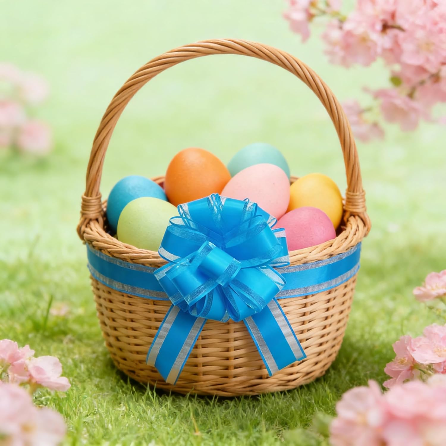 6 Inch Large Pull Bows, 6 PCS Sky Blue Gift Wrapping Bows for Wedding, Christmas, Birthday Party Decorations, Gift Boxes, Basket & Flower Decor image number 1