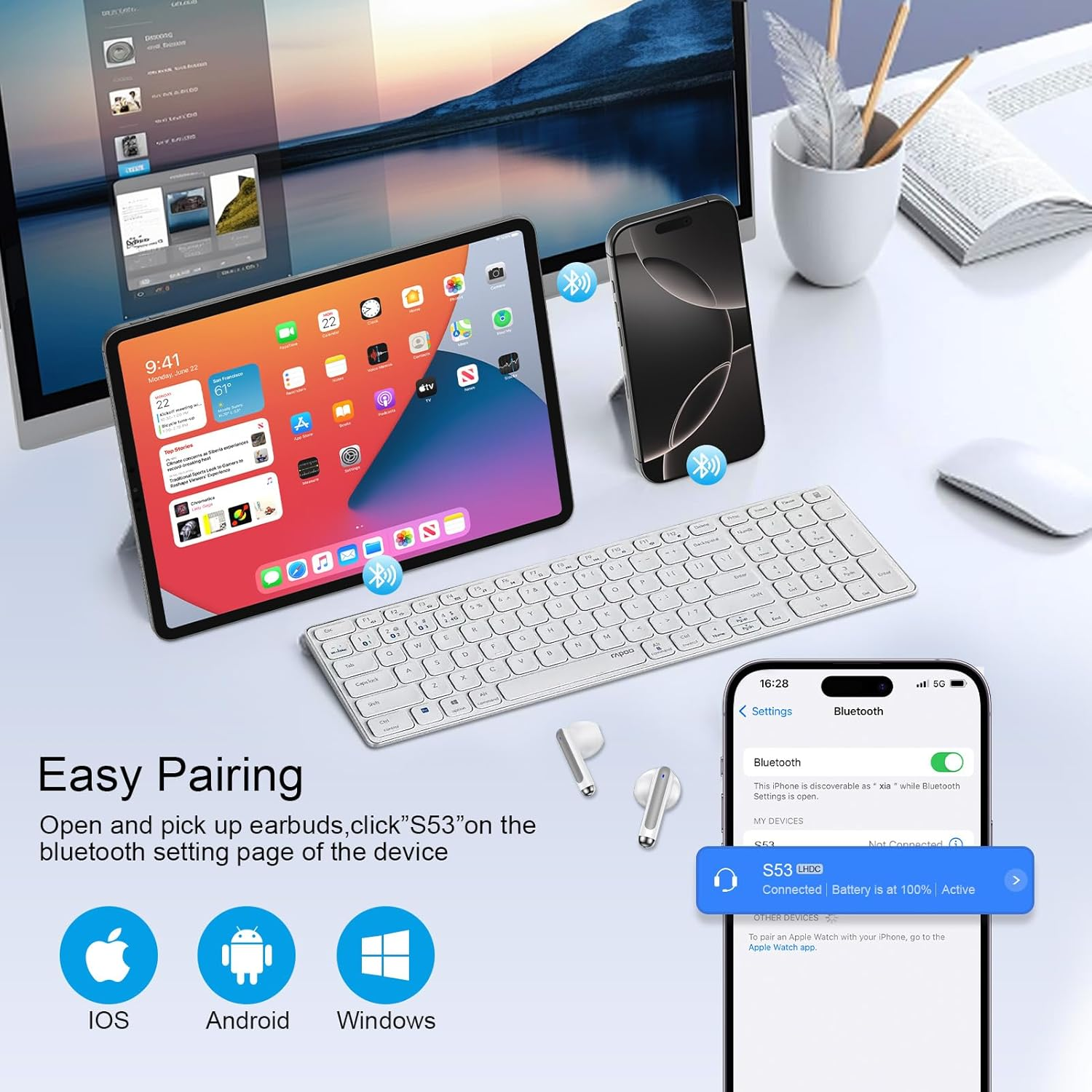 USB C Earphones Headphones Wireless Earbuds Type C Bluetooth Ear Buds for Samsung Galaxy S25 FE A36 A17 A16 A15 A35 S25 Ultra S24 S23 S22, LED Display Hifi Stereo Earphone for Iphone 17 16 Pro Max image number 4