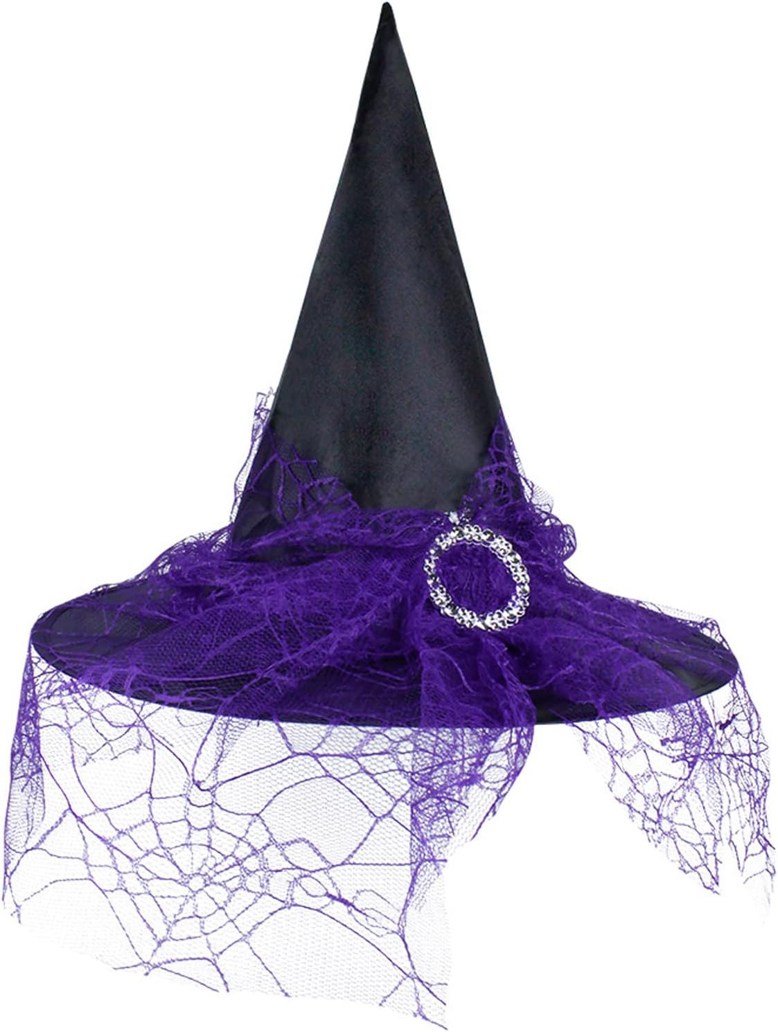 Halloween Witch Hat for Women Mesh Lace Witch Hat Cosplay Halloween Party Dress up Halloween Costume Accessory