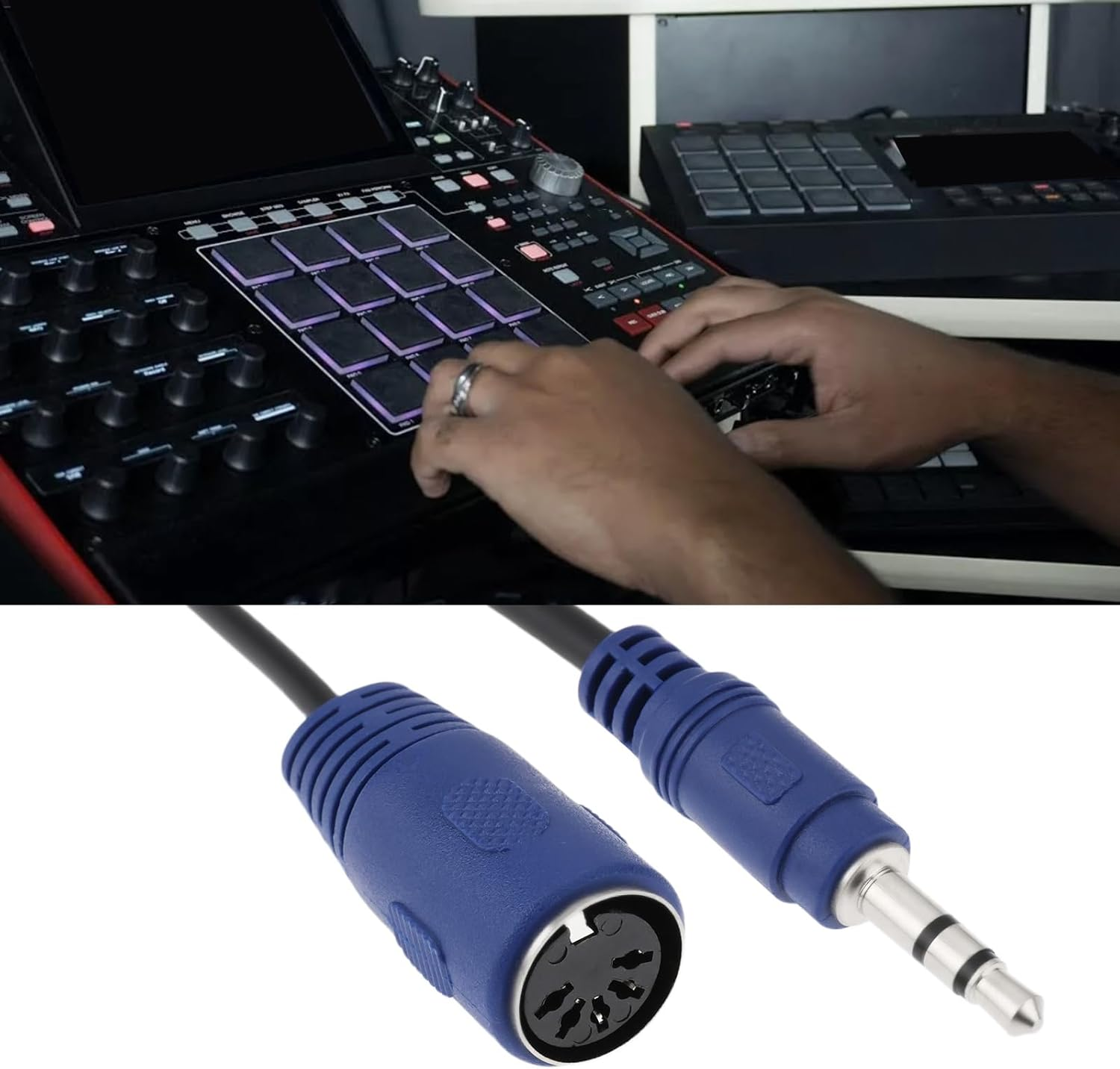 5 Pin MIDI Female to TRS 3.5Mm Male Cable Compatible with Akai MPC Studio MPC Touch MPX8 SQ-1, Straight TRS image number 2