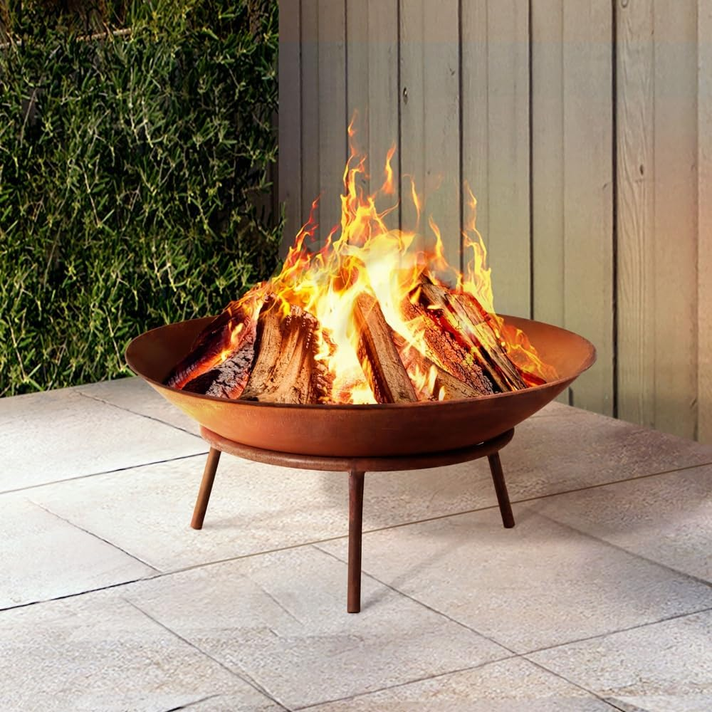 Grillz 60Cm Fire Pit Campfire Charcoal Wood Burner Rustic Iron Outdoor Patio image number 3