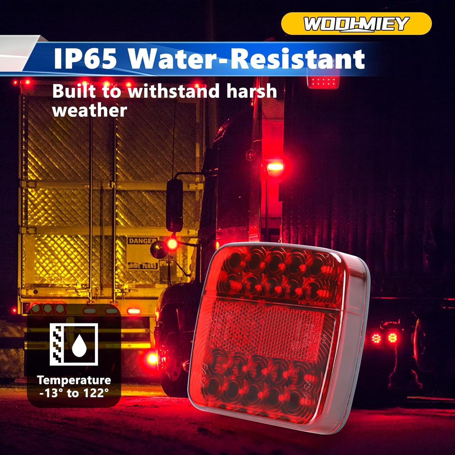 WODHMIEY Wireless Magnetic LED Trailer Lights, 2.4Ghz 100 Feet Stable Signal, Storage Box, Rechargeable Tow Lights for Trucks Vehicles Trailers Campers Boats image number 2