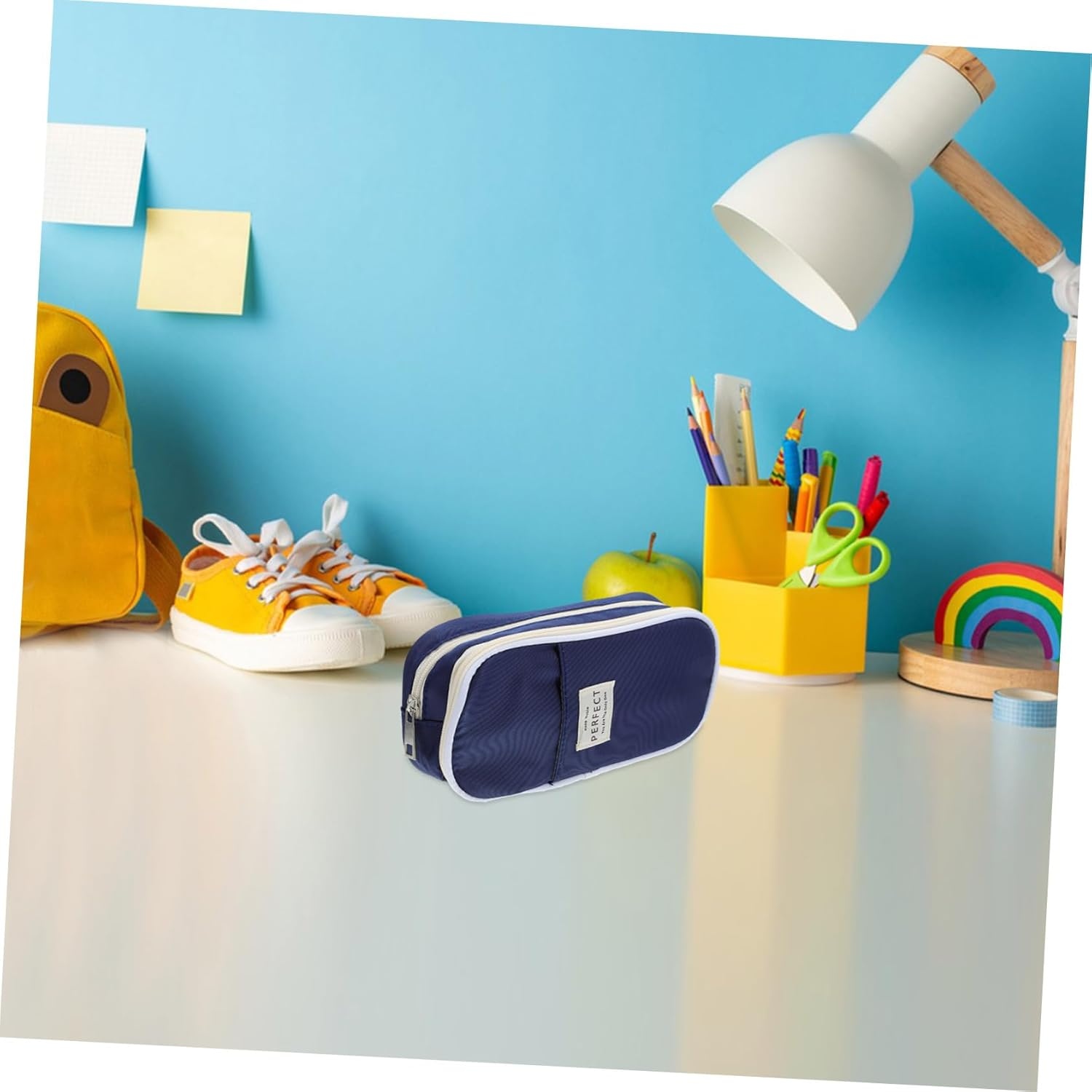 Parliky Stationery Storage Box Pencil Case Blue Desk Pencil Organizer Aesthetic image number 5