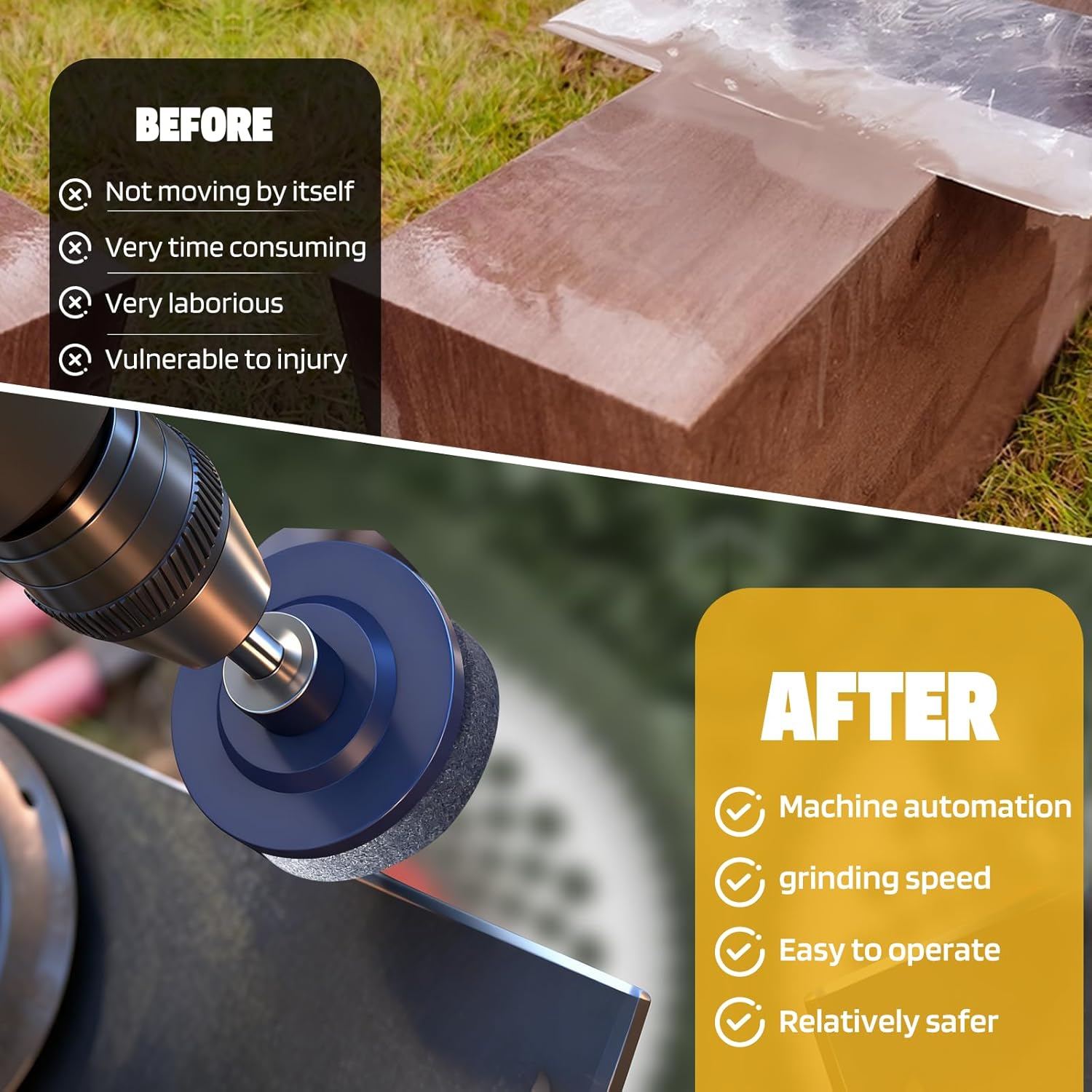 5Pack Lawn Mower Blade Sharpener, Universal Blade Sharpen Stone with Balancer, Rotary Knife Sharpener Angle Grinder for Any Power Hand Drill image number 1