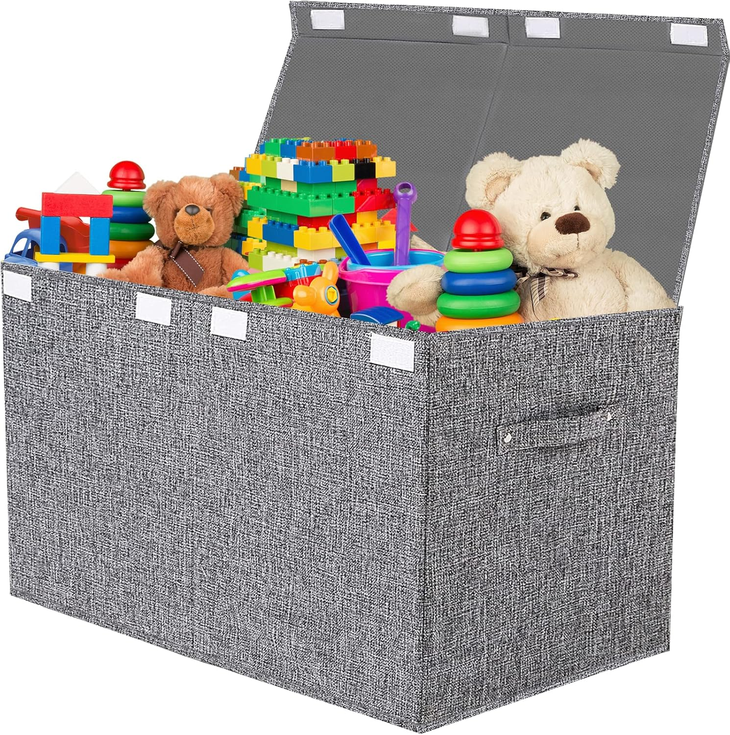 VERONLY Large Toy Box Chest Storage with Lid - Collapsible Kids Toys Boxes Organizer Bins Baskets with Handles for Boys, Girls,Nursery,Playroom,Clothes,Blanket,Bedroom (Gray) image number 3