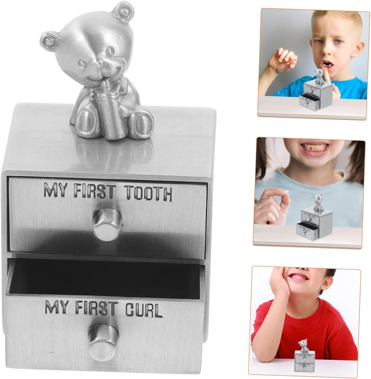 Tooth Keepsake Box Drawer Type First Tooth Holder Fetal Hair Storage Adorable Nursery Decor Lightweight Durable Design for Storing Precious Memories image number 3