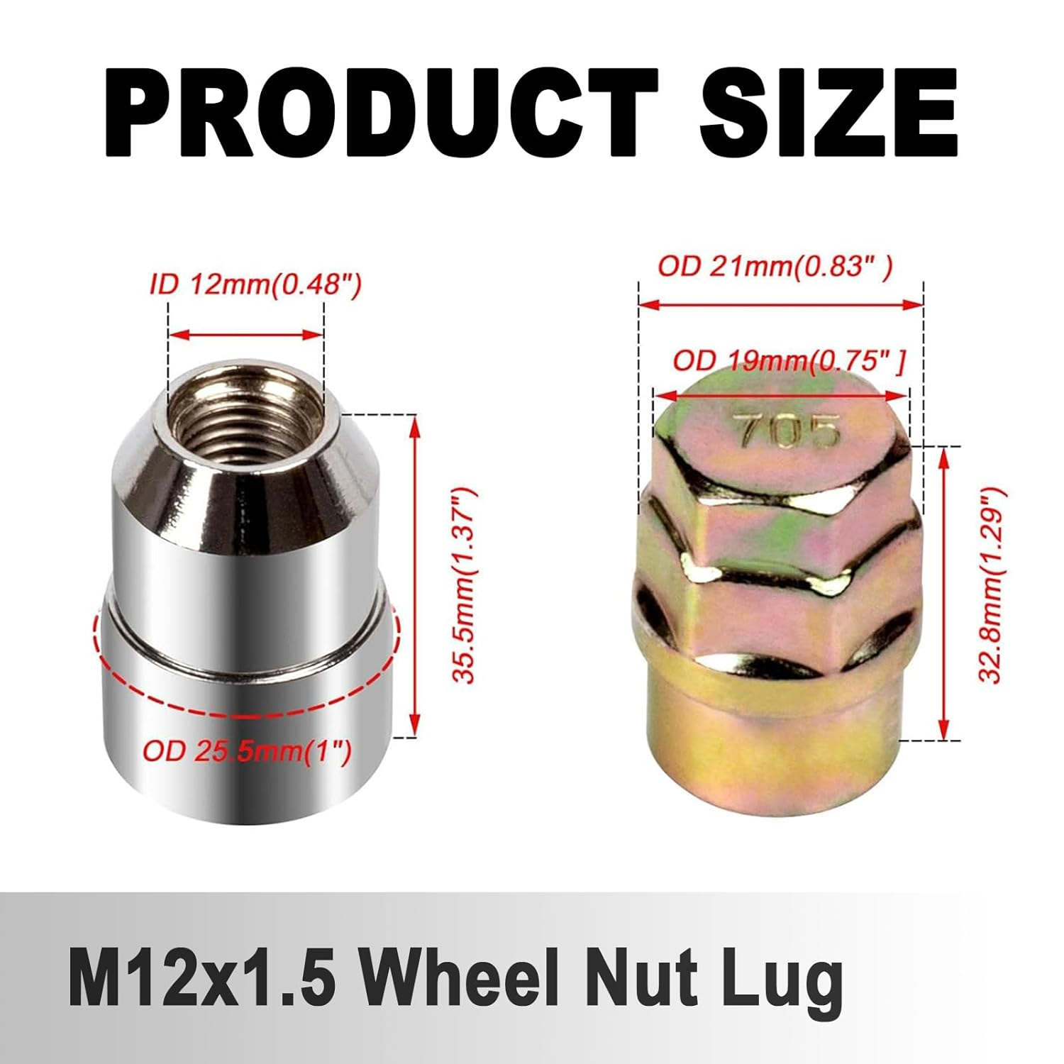 4Pcs M12X1.5 Wheel Nut Lug Alloy Steel anti Theft Security Lock Universal for Car