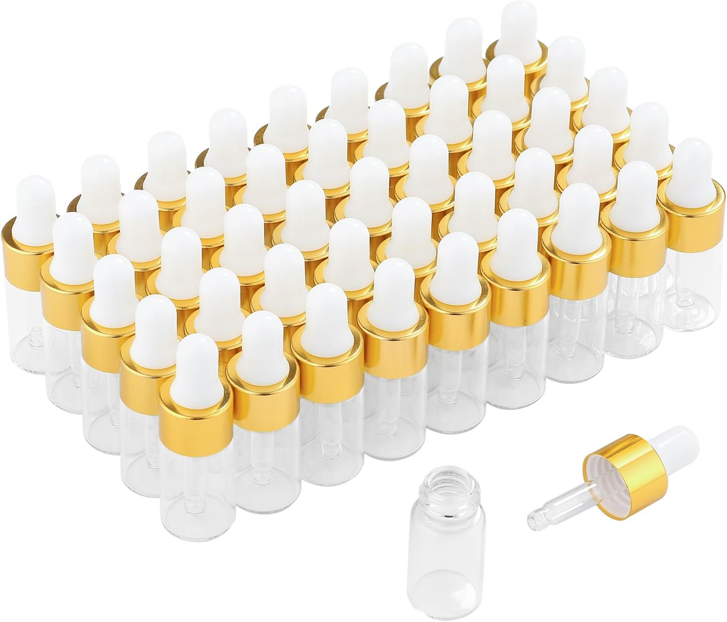 Pipette Bottle 3 Ml, Pack of 50 Mini Pipette Bottles, Drip Pipettes Glass for Essential Oils, Body Oils, Liquids, Includes Pipette and Funnel