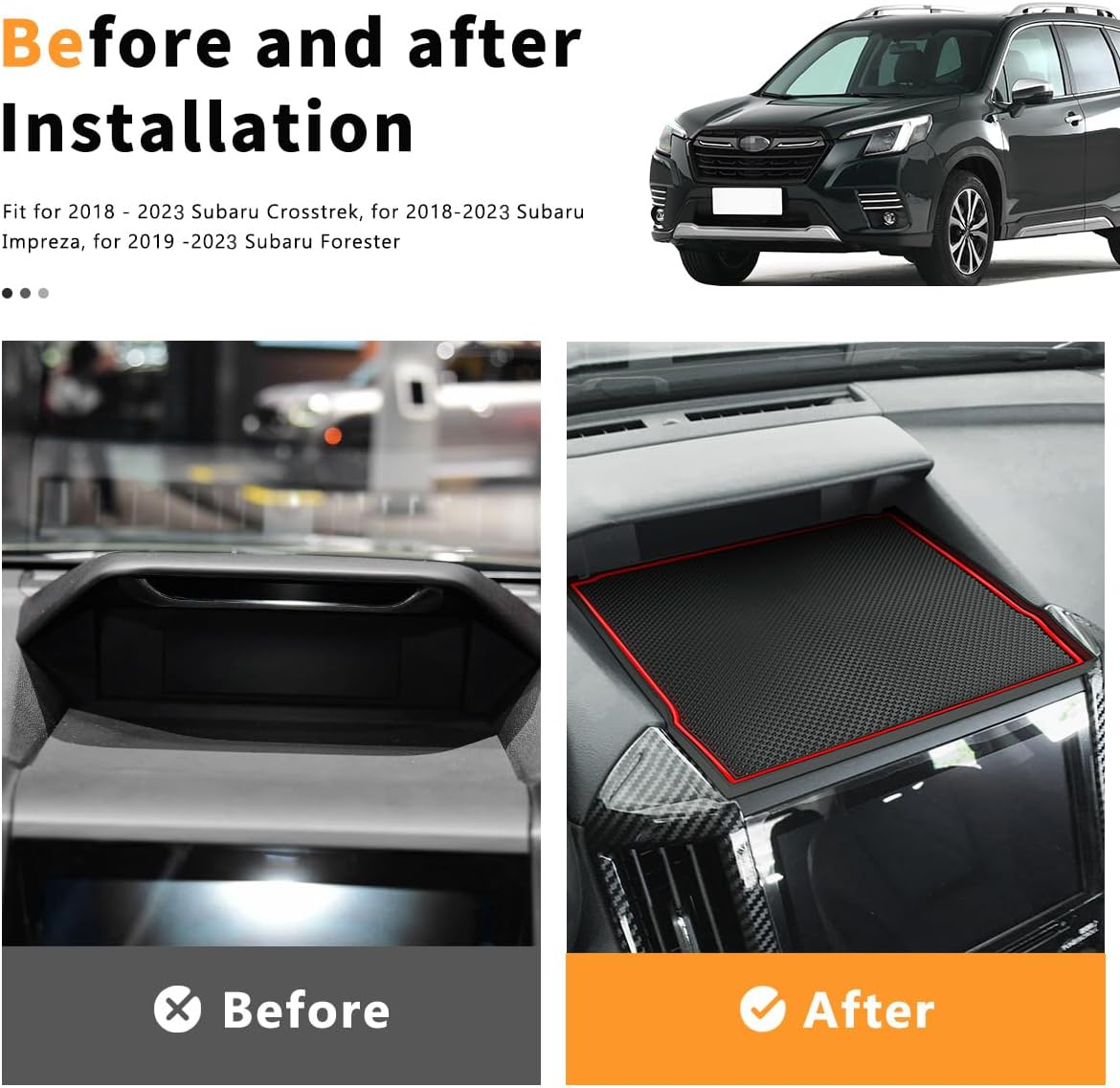 Auovo Dashboard Mats for Subaru Forester Accessories 2019-2021 Subaru Crosstrek/Impreza 2018-2021 Car Interior Dash Rubber Pad Liner (1 Pcs Red Trim Dashboard Mat) image number 2