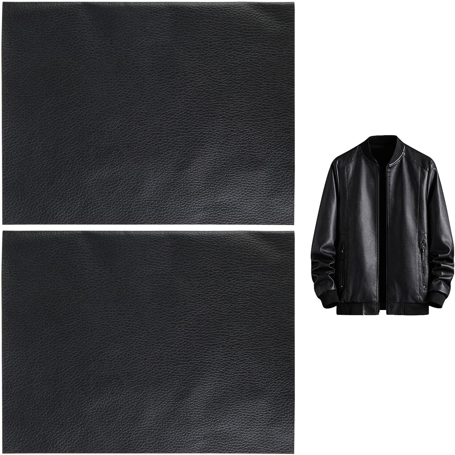 2 Pcs Self-Adhesive Leather Repair Patch, 20 X 30 Cm Black Waterproof Scratch & Wear Resistant Repair Allowance, Cuttable Kit for Sofa Chair Couch Furniture Jackets Handbags Car Seat Reupholster image number 2