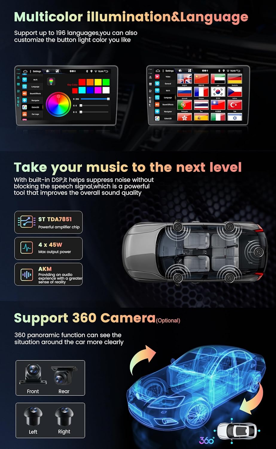 [8 CORE 6G+128G] Car Radio for Toyota Land Cruiser Prado 2010-2013 with Wireless Carplay/Android Auto, 9 Inch Android 15 IPS Touch Screen Car Stereo, Bluetooth, GPS, Wifi, SWC, DSP + Backup Camera&Mic image number 2