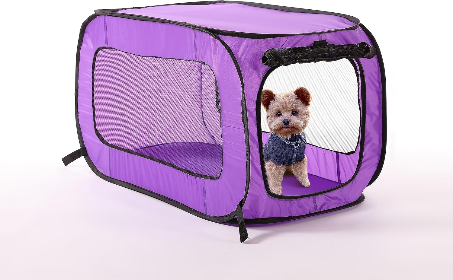 Beatrice Home Fashions Portable, Collapsible, Pop up Travel Pet Kennel, 32.5" L X 19" W X 18" H, Purple image number 5