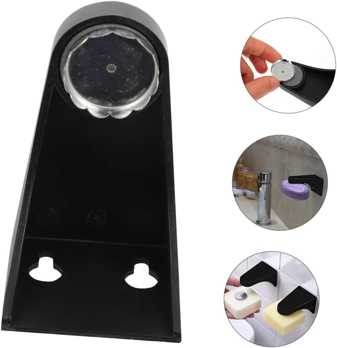Didiseaon 2Pcs Magnetic Soap Rack Black Practical Soap Racks Creative Holders Shower Holder Wall Hanging image number 4