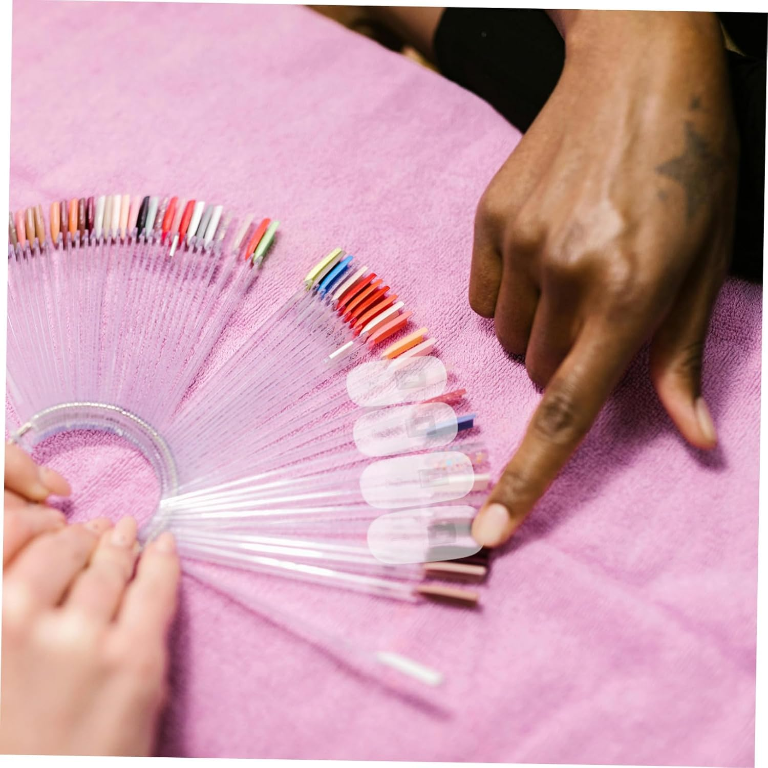 FRCOLOR 100 Pcs Transparent Nail Polish Display Tips Flexible Practice Nail Sticks for Manicure Training Smooth Surface for Extended Use image number 6