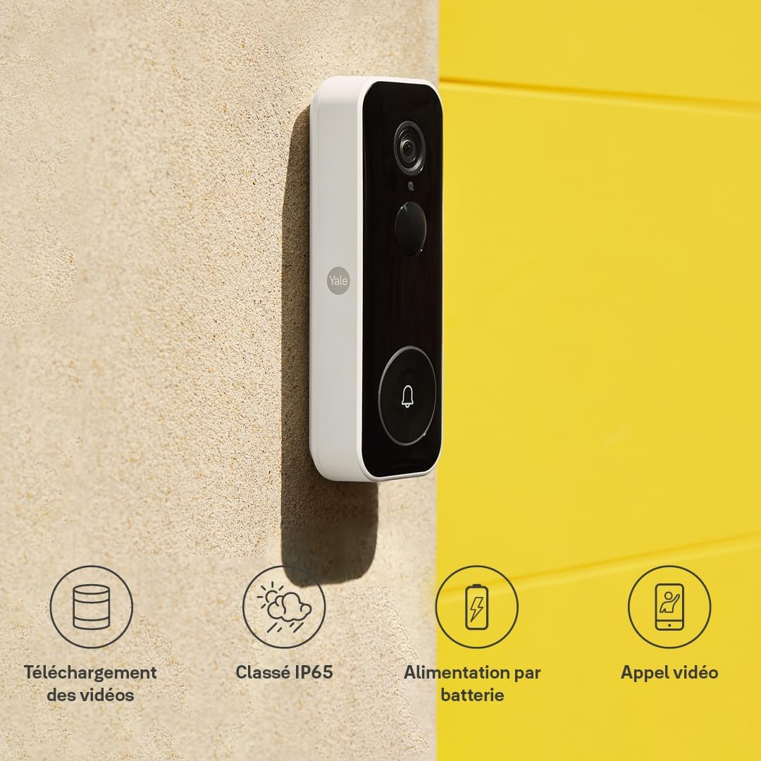 Yale - Smart Video Doorbell - Full HD Live View & Two-Way Audio - Motion Recordings - Customisable Privacy Zones - Night Vision - Real-Time Call - Works with Yale Home App image number 1