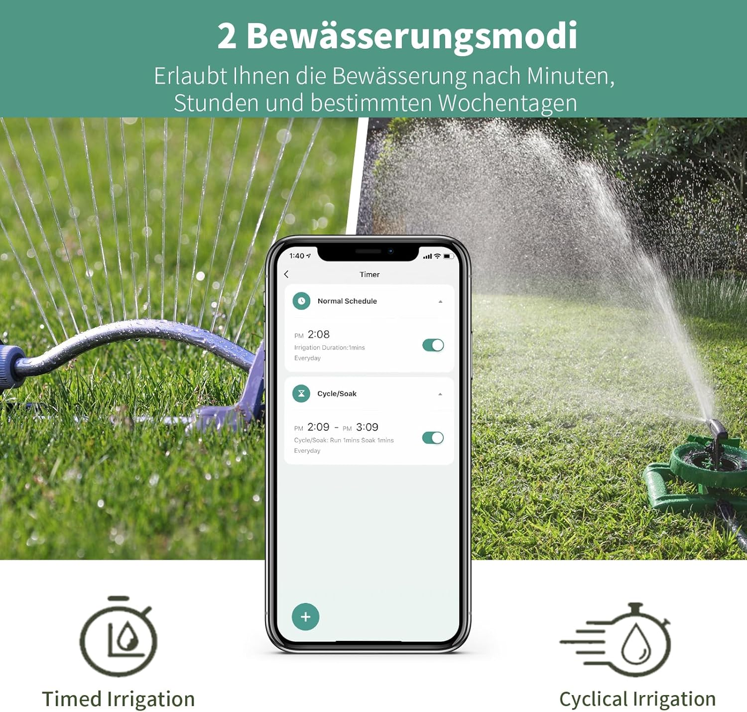 Wifi Water Timer, Diivoo Smart Irrigation Sprinkler Timer with 2 Watering Modes, Compatible with Alexa and Google Home via Wifi Hub for Garden Lawn image number 6