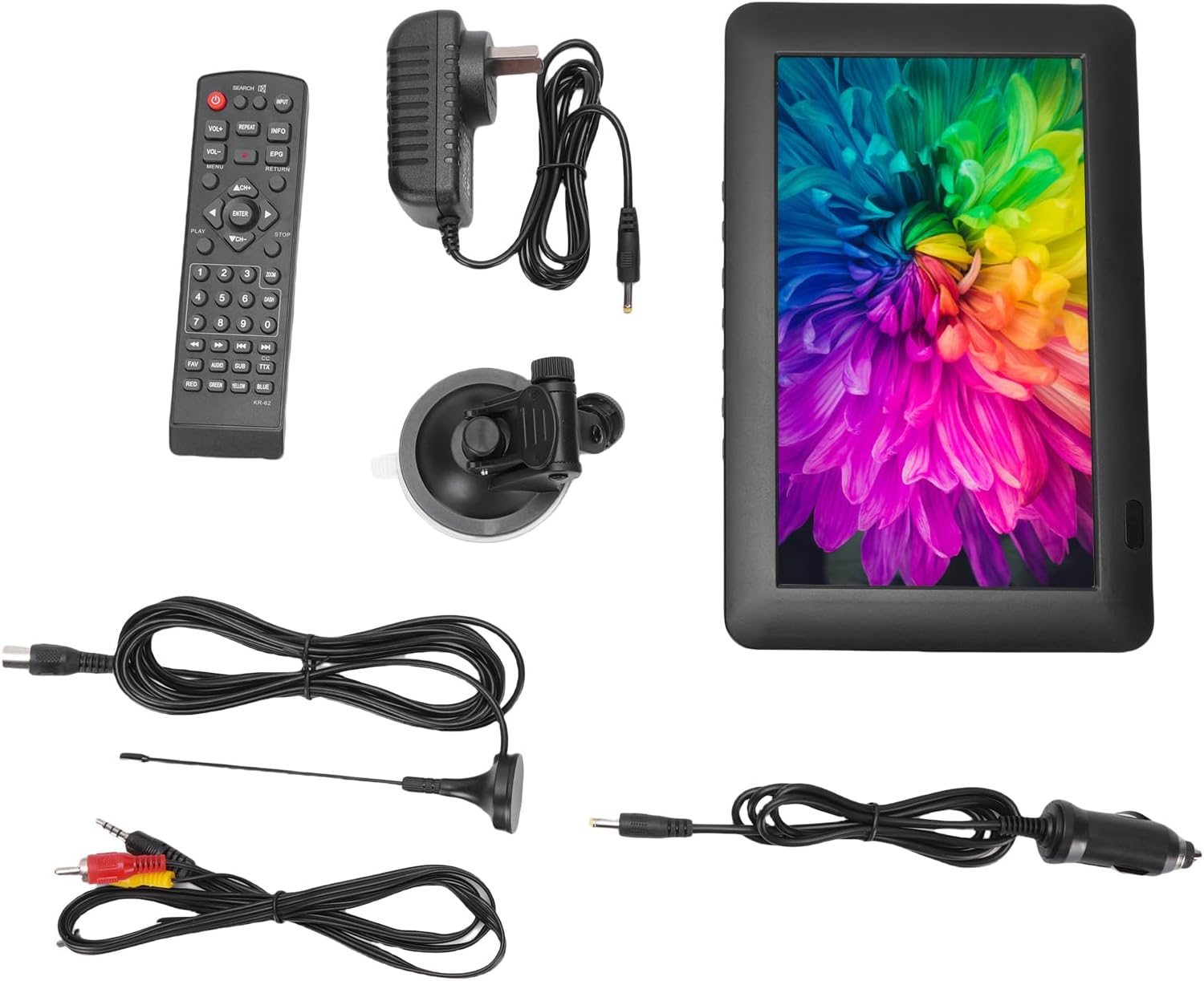 9-Inch Portable TV with Remote Control, 800X480 Resolution Color TFT-LED Display Monitor Rechargeable Digital TV, with Power Adapter & 12Volt Car Charge for Car Camping Kitchen image number 5