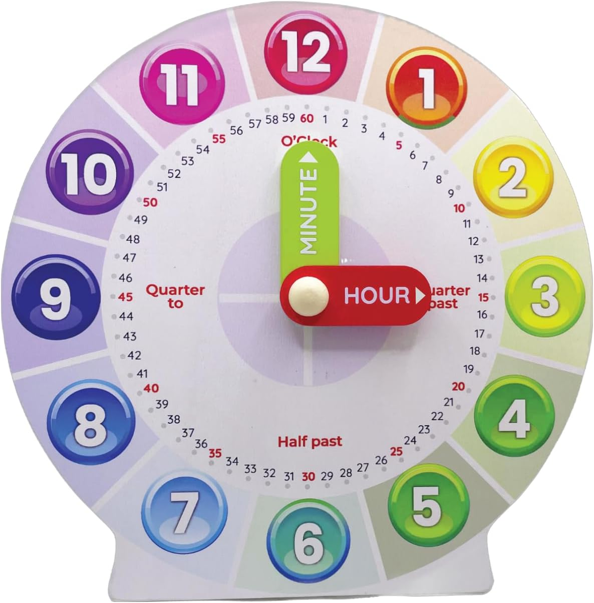 Interactive Educational Teaching Clock - Learn Time Easily, Durable Design for Kids with Moveable Arms, Engaging Hands-On Learning Tool, Perfect for Classroom & Home Use image number 3