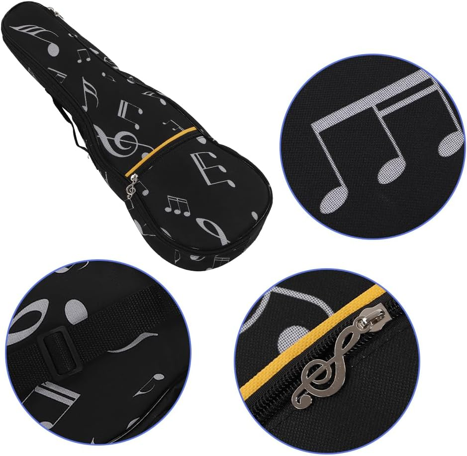 Ukulele Case, Oxford Cloth Waterproof Lightweight High Durability Ukelele Bag Large Storage with Exterior Front Zipped Pocket for Outdoor Black 21Inch image number 6