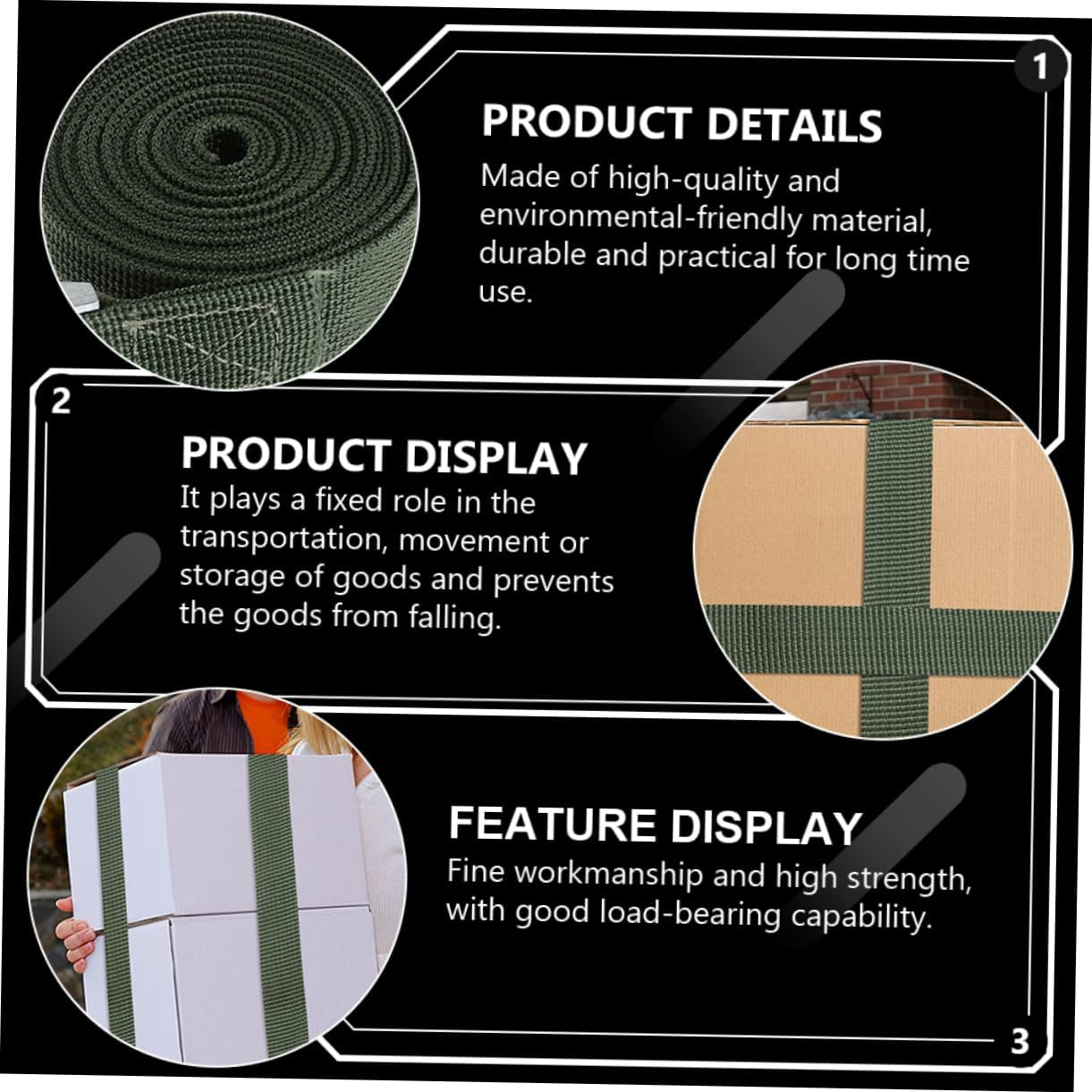 ANDRESLAD 6Pcs Luggage Tie Belt Car Luggage Fixing Belt Tightening Rope Cargo Strap image number 3