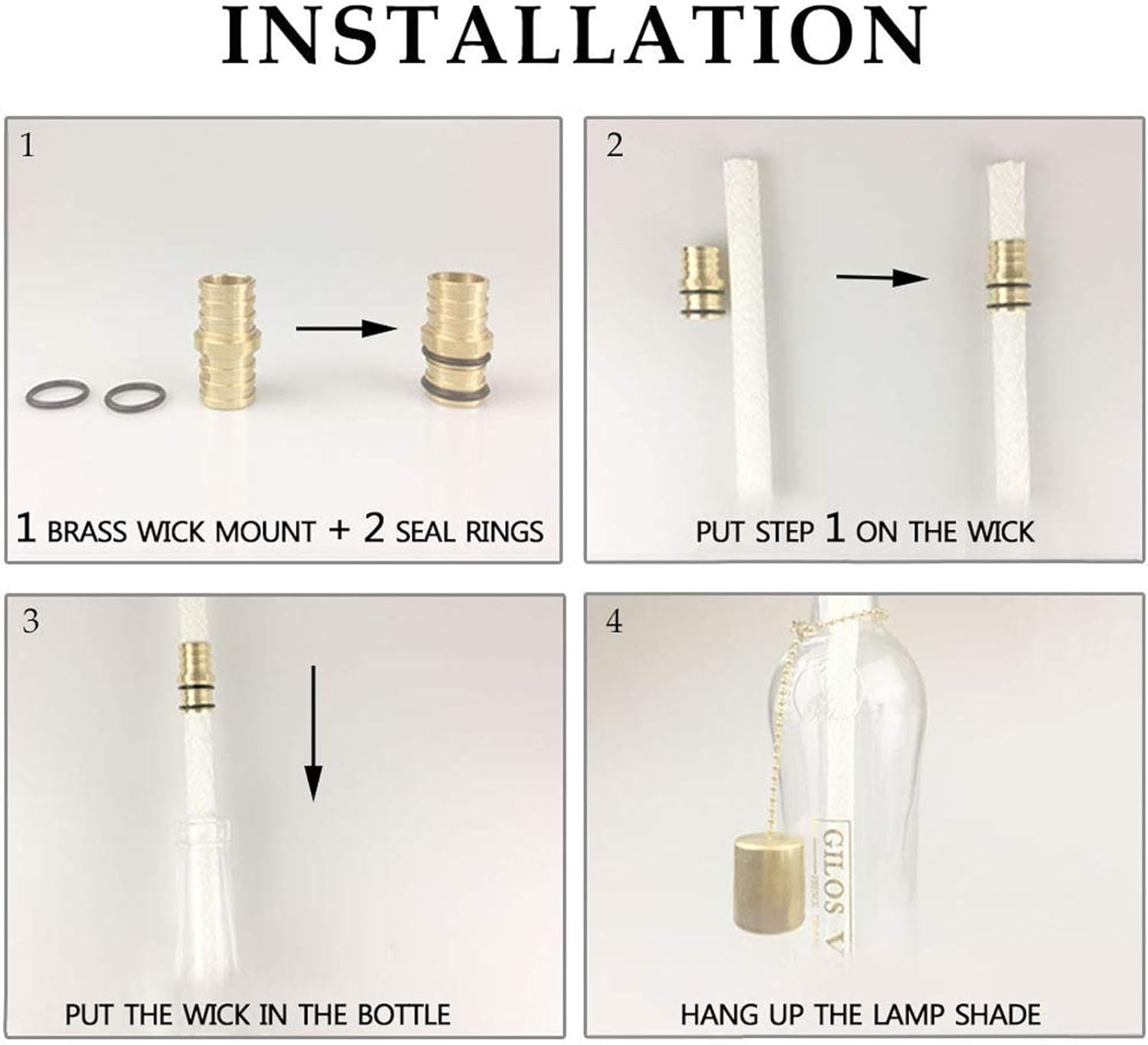 Tiki -Fackeldocht Outdoor Patio Light Backyard Torches - Sbing Set for Burners in Bottle Contains - Durable Drying, Lamp Cover - Copper Wine Bottles in a Bell