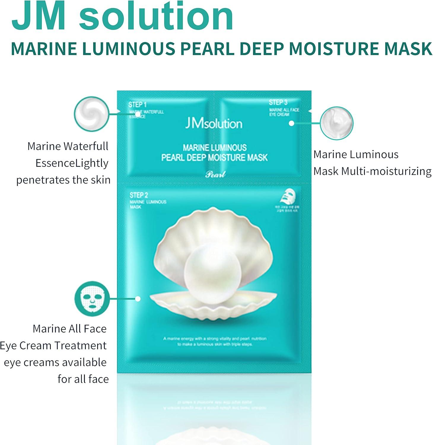 JM Solution Face Mask [10Pack] Hydrating Collagen Facial Masks - Pore Minimizer - Peel off Sheets - Korean Beauty Skin Care - Moisturizing Sheet Pack