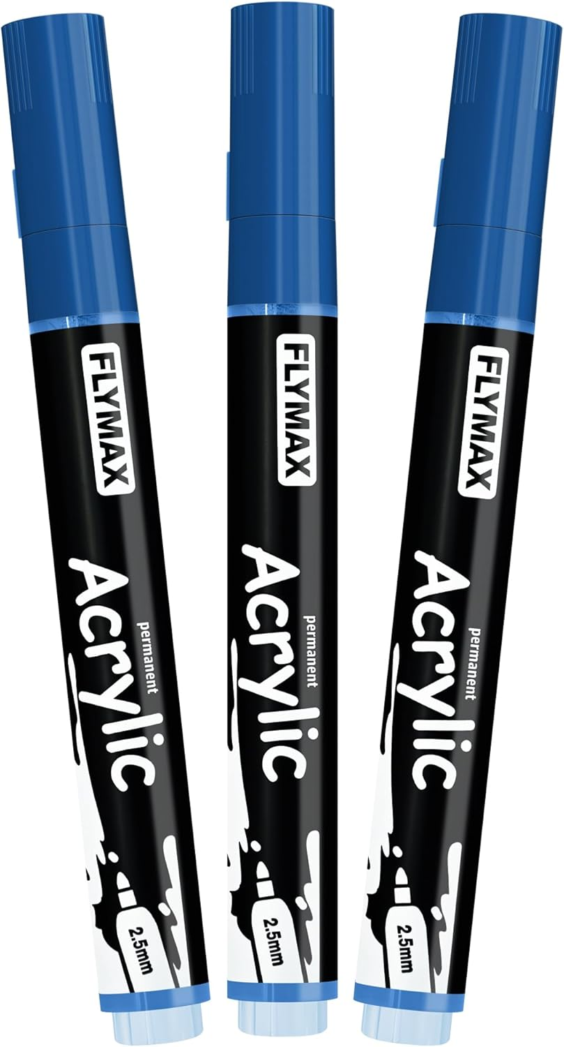 Red Marker Paint Pens 2.5Mm- Permanent Marker Pens Red Acrylic Paint Water-Based Medium Tip Waterproof Quick-Drying (3 in 1Pack)