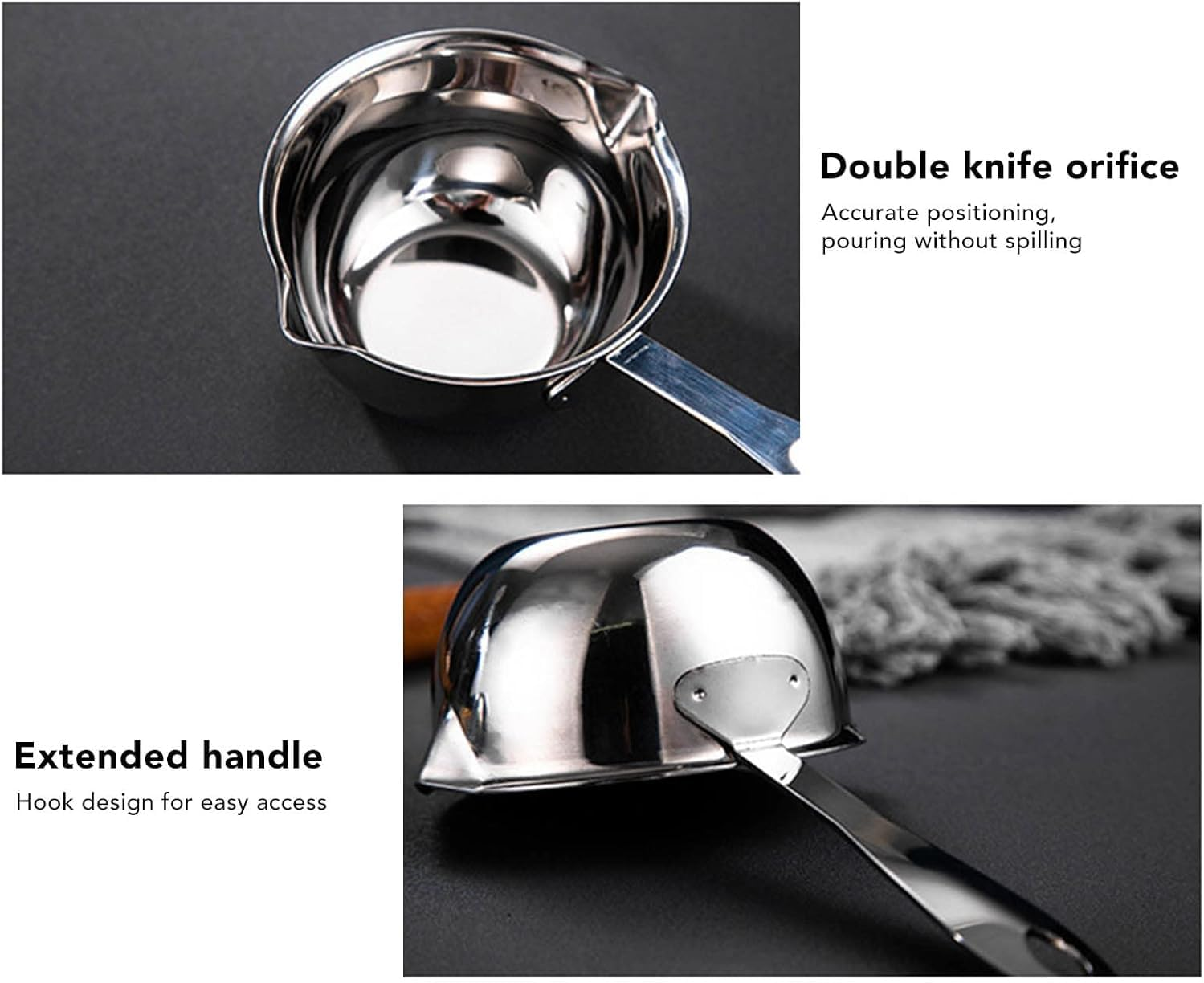 300Ml Mini Milk Warmer Pot,Butter Warmer Melting Pot,Stainless Steel Butter Warmer Measuring Pan,All in One Flat Induction Bottom Small Sauce Pan (Stainless Steel, 300Ml) image number 5