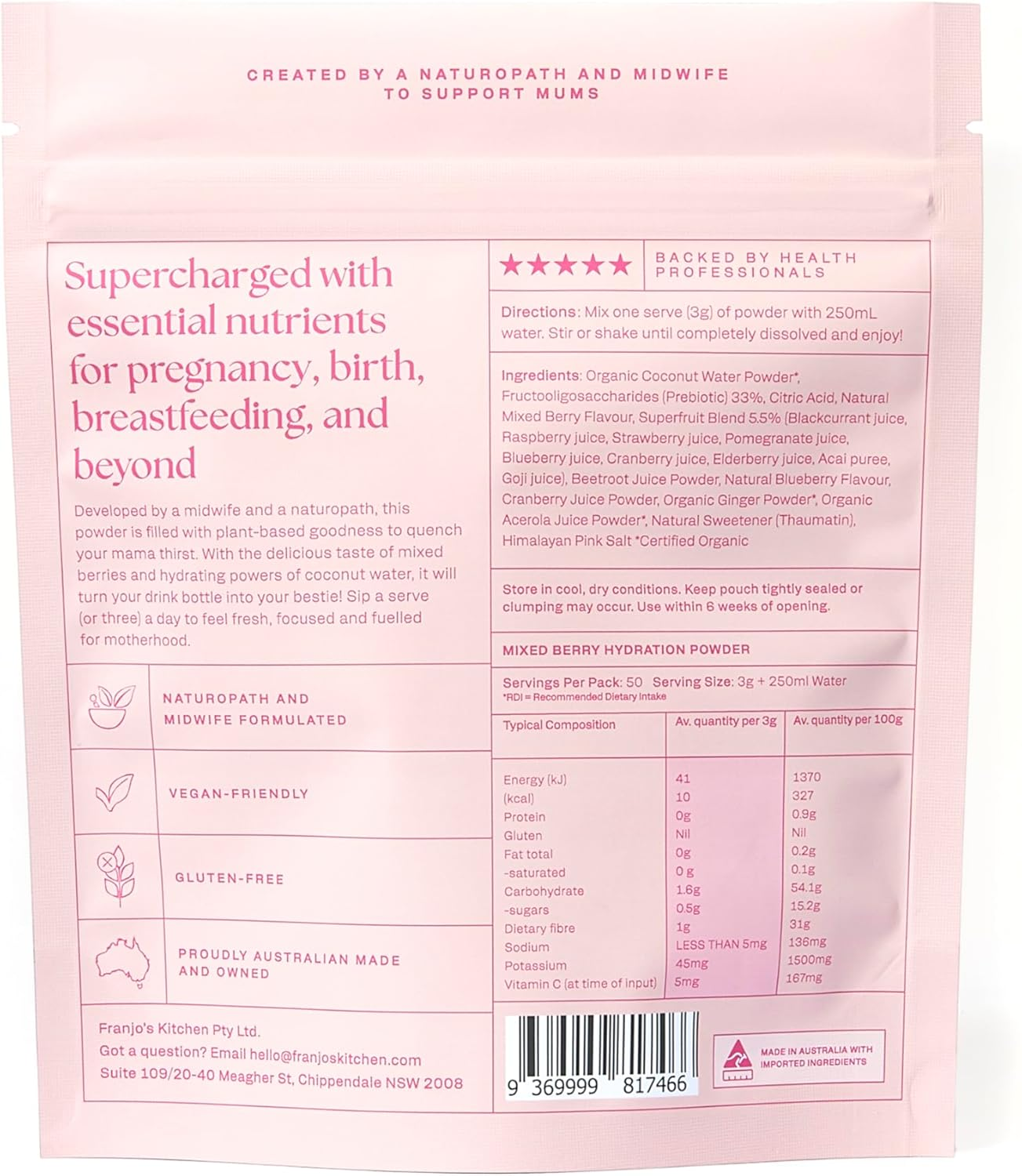Franjos Kitchen Hydration Powder Berry 150G image number 6