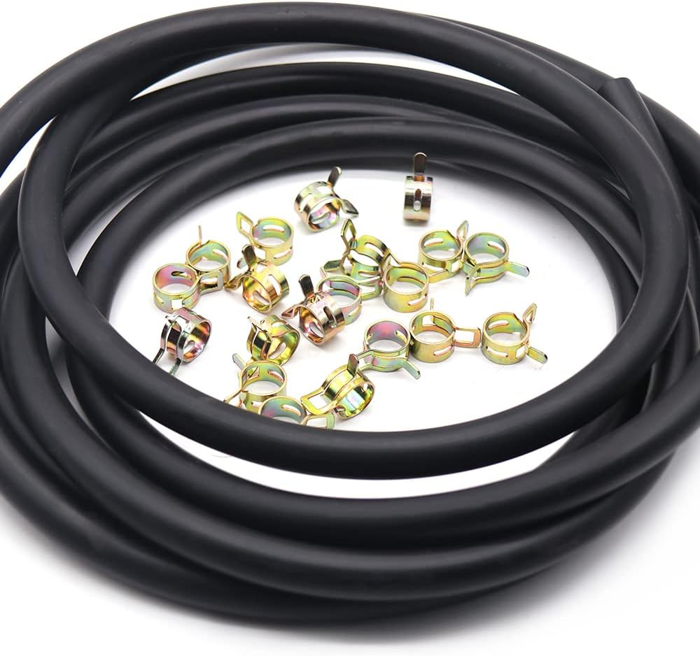 1/4 Inch ID Fuel Line, 10 Feet Gas Fuel Hose and Clamps for Kawasaki Kohler Briggs & Stratton John Deere Craftsman Riding Lawn Mower Tractor Generator Mini Bike ATV Motorcycle Snow Blowers Engines&hellip; image number 1