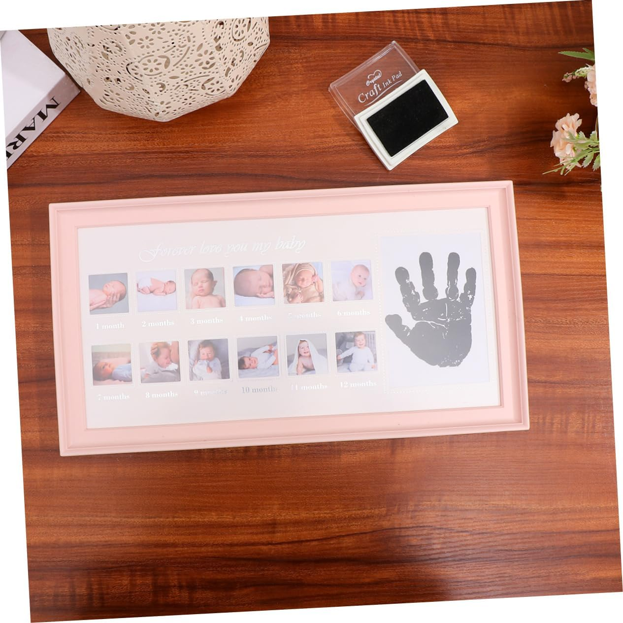 Boy Girl Growth Record Photo Frame Milestone Frame Months Photo Slots Newborn image number 5