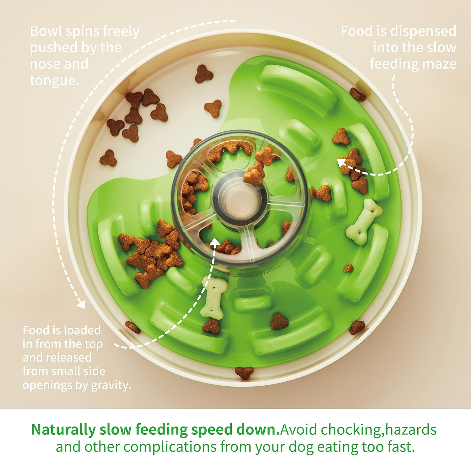 Petdreamhouse Spin Interactive Slow Feeder Puzzle for Dogs, UFO Maze, Difficulty Level - Tricky, Green image number 3