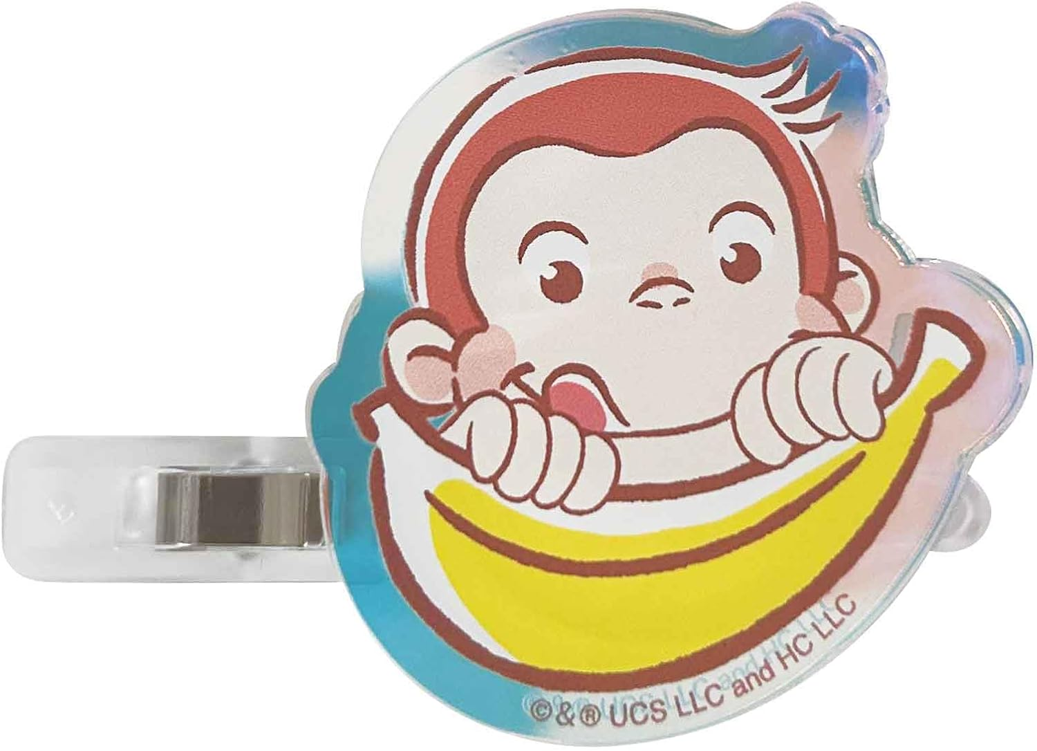 Eye Planning Curious George Aurora Acrylic Hair Clip Banana H1.6 X W1.6 Inches (40 X 40 Mm) (Acrylic) 0.3 X 2.2 Inches (7 X 55 Mm) (Hair Clip) K4104B image number 2