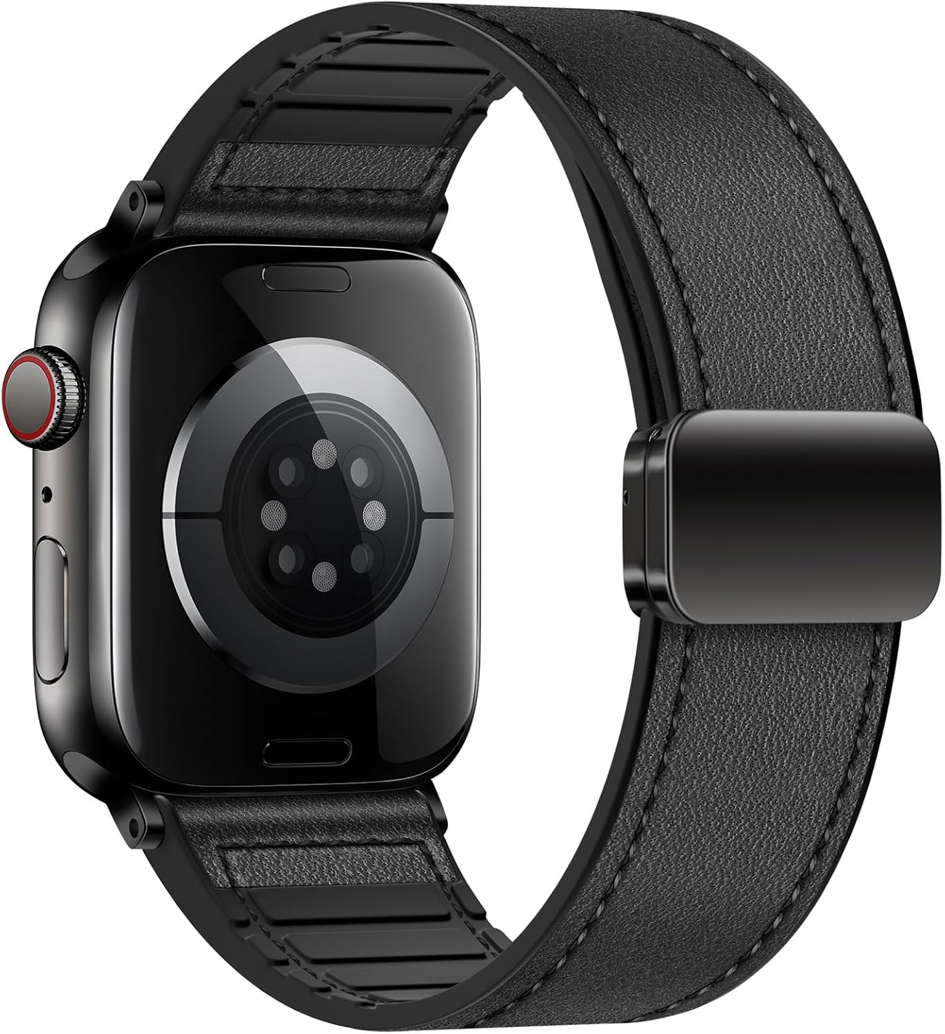 Eweison Genuine Leather Bands Compatible with Apple Watch Band 44Mm 45Mm 46Mm 49Mm for Men Women,Adjustable Magnetic Strap Top Grain Leather Wristband for Iwatch Series 10 9 8 7 6 5 4 SE Ultra/Ultra 2