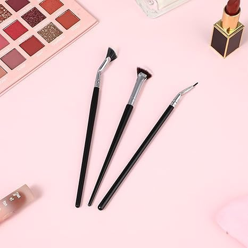 Eyelash Comb and Mascara Fan Brush Set - 3Pcs Folding Angle Scalloped Lash Brush, Eyebrow Brush, Angled Fan Shaped Eyelash Brush for Lashes