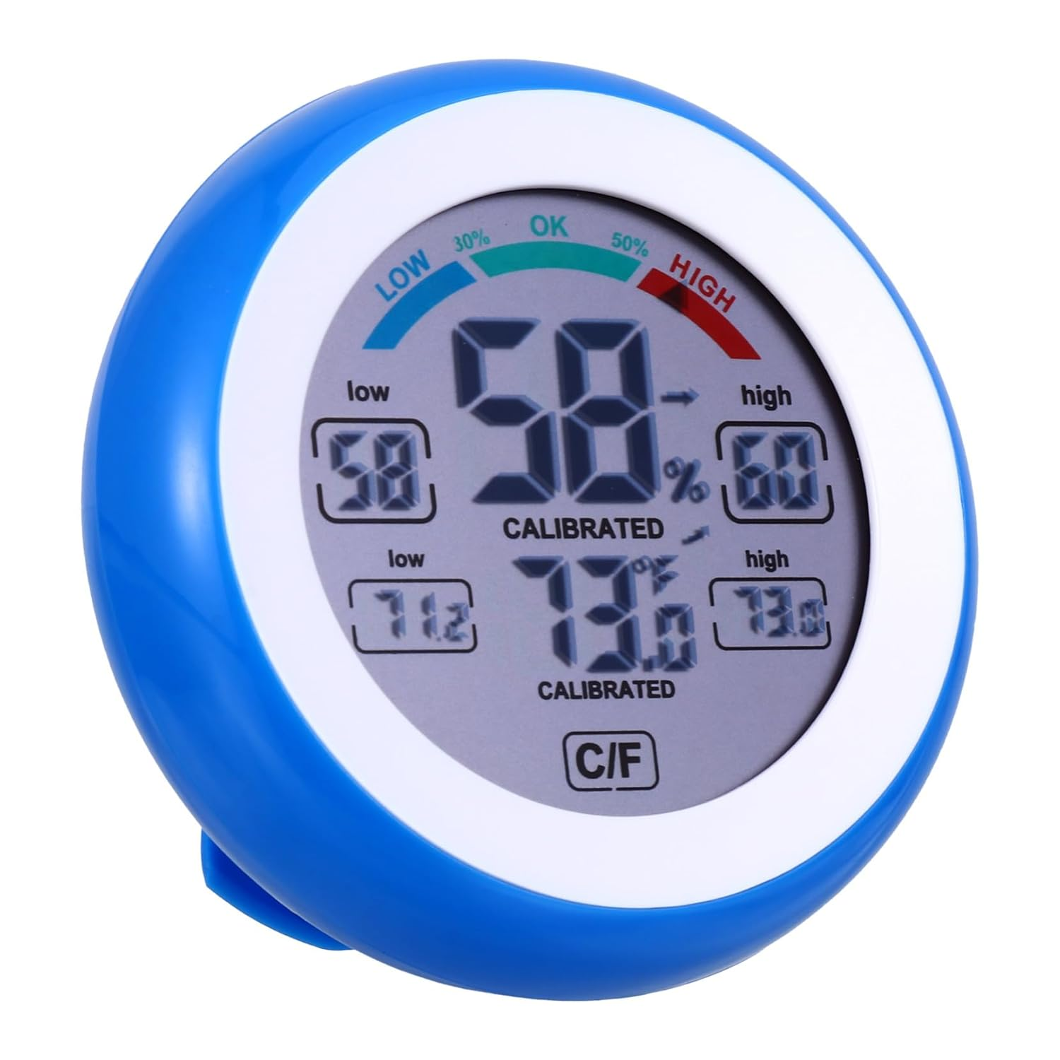 UKCOCO Multi-Functional Digital Temperature Gauge and Electric Hygrometer for Indoor Use High-Precision round LCD Touchscreen, Blue Mini Thermometer Humidity Meter without Battery image number 4
