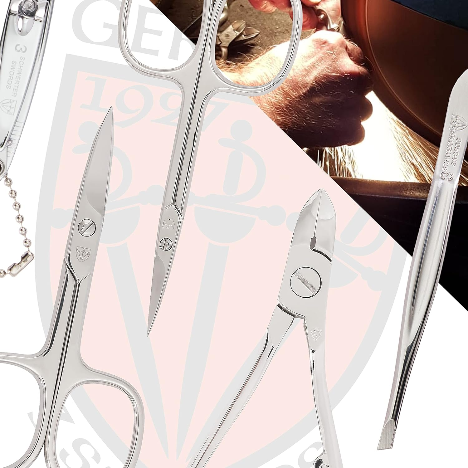 3 Swords Germany - Brand Quality 11 Piece Manicure Pedicure Grooming Kit Set for Professional Finger & Toe Nail Care Scissors Clipper Fashion Leather Case in Gift Box, Made by 3 Swords (Dfgl) Black - Ostrich Brown image number 4