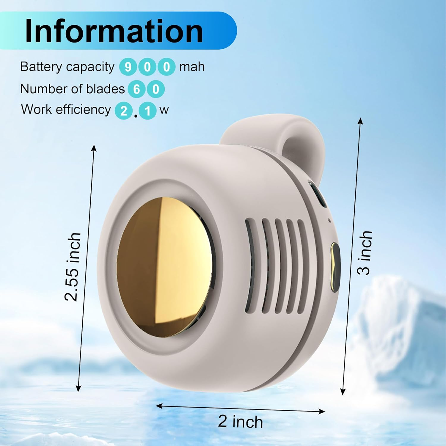 Lfcforldx Portable Electric Mini Bladeless Fan, Silent Mini Adjustable Clip-On USB Rechargeable Fan, 3-Speed Ultra-Quiet Personal Cooling Fan image number 3