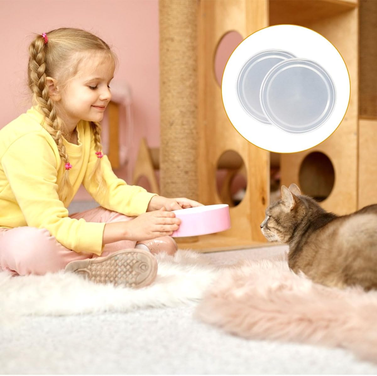 Mkemka Pack of 10 Lids for Cans 75 Mm Washable Can Lid PE Silicone Can Lid Dog Food White Lid for Cat Food Dog Food Storage Food Pet Food image number 5