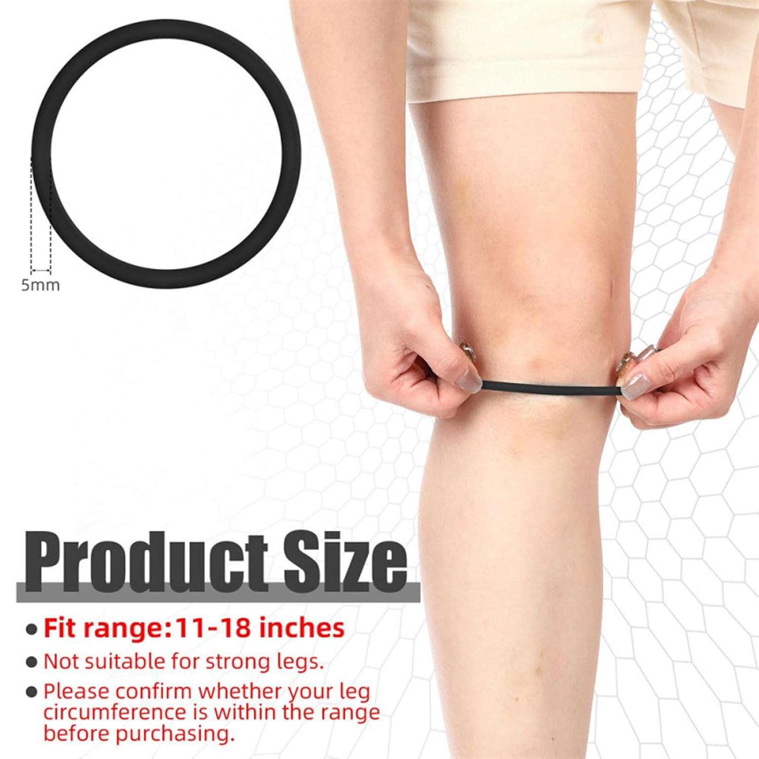 4 Pack Patella Knee Straps，For Pain Relief Patella Fine Bands for Knee Pain Relief, Flexible Knee Band & Patella Strap for Running, Basketball, Sports - Knee Stabilizer Rings for Men and Women. (Black & White) image number 4