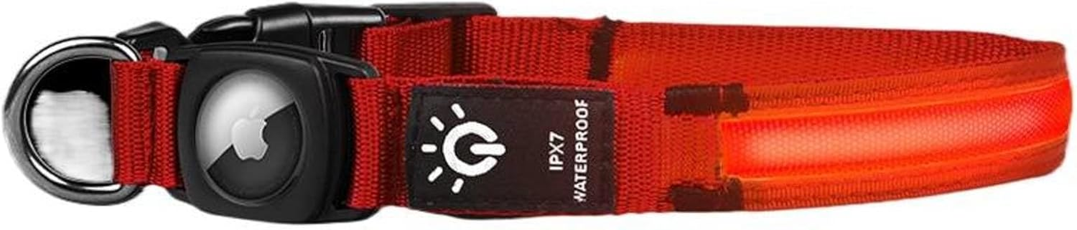 Airtag Dog Collar, Dog Collar Light, Dog Collar Airtag Holder, Waterproof, USB Charging, Night Walking Dog Light/173 (Color : Red Fiber Optic Model, Size : Large) image number 2