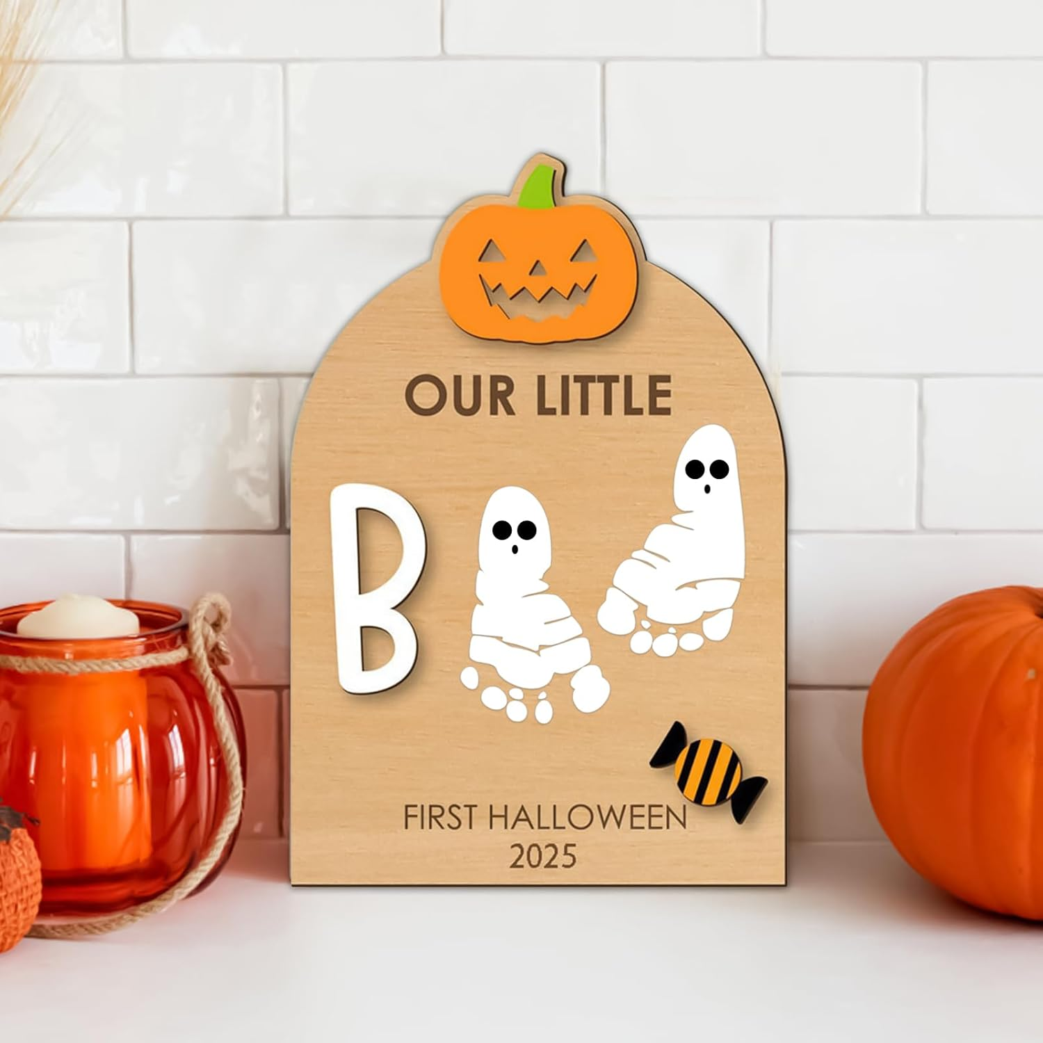 Lmyit Baby Hand and Footprint Kit - Halloween Footprint or Handprint Art Sign - Craft Pad Print Ornament Hand Keepsake for Birth Nursery Shower Family Parents Kids Father Christmas Halloween image number 1