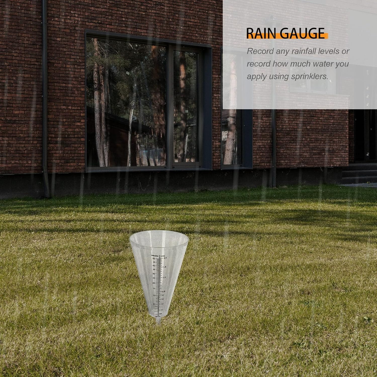 INOOMP Cone Shaped Rain Gauge with Ground Insertion Design Transparent Material Accurate Rainfall for Garden Lawn Outdoor Farming and Meteorological Use image number 5