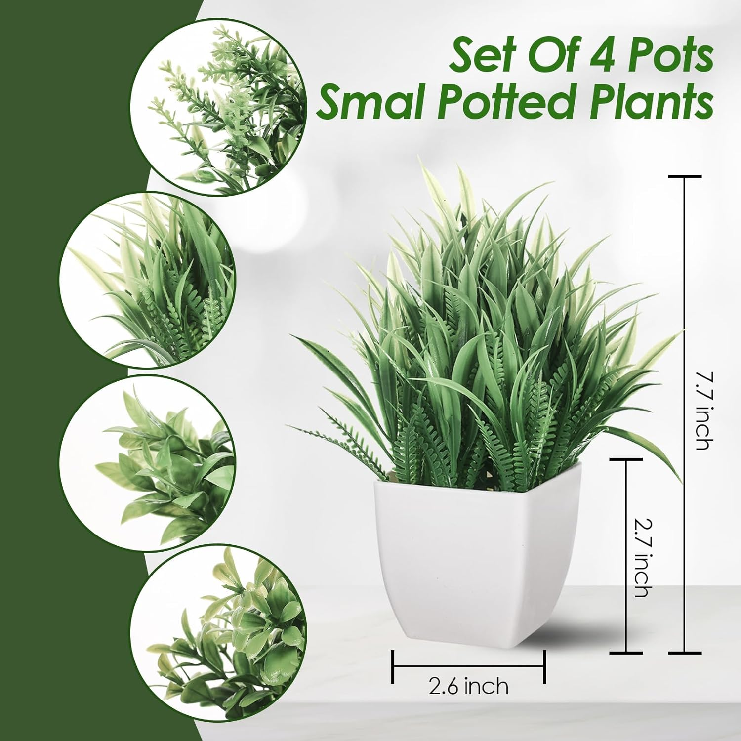 Small Fake Plants 4Pcs, Desk Plants, Small Plants Suitable for Decorating Tables, Desks, Bathrooms, Bedrooms, Offices, Homes, and Farmhouses