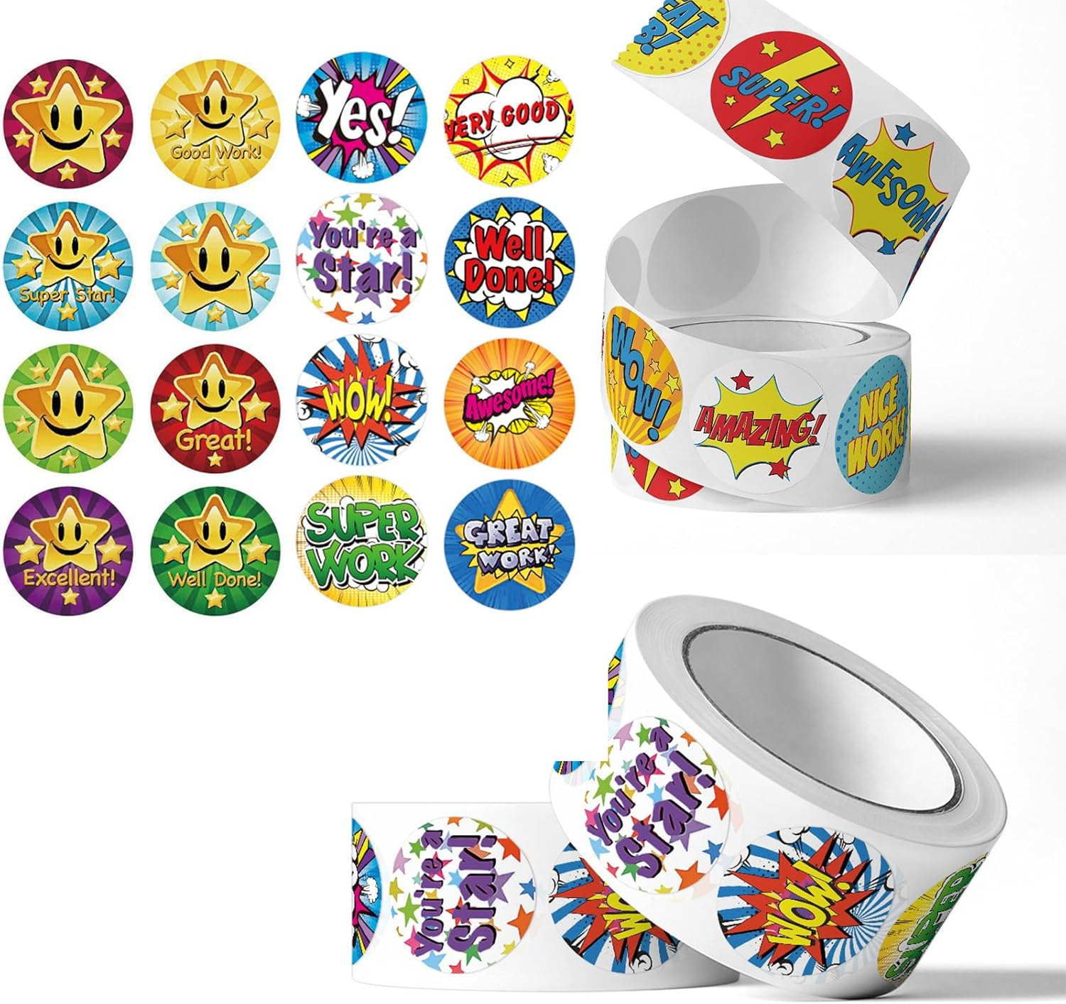3 Rolls Reward Stickers,1Inch Stickers for Kids with Positive Words, Teachers/Teaching School Supplies for Encouragement,Training/Rewards/Behavior/Motivational Stickers(24 Patterns) image number 4
