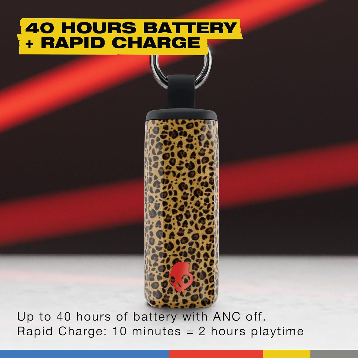 Skullcandy Method 360 ANC Wireless Earbuds, Sound by Bose, Bluetooth Headphones, Premium Noise Cancelling, up to 40 Hrs Battery, Sweat and Water Resistant, Microphone for Iphone Android - Leopard image number 4