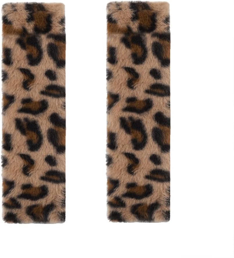 JINXU 2 Pack Seat Belt Cover Pad, Cute Plush Leopard Print Seatbelt Covers Seatbelt Shoulder for More Comfortable Driving, Plush Fluffy Soft Seat Belt Cover, Car Interior Accessories