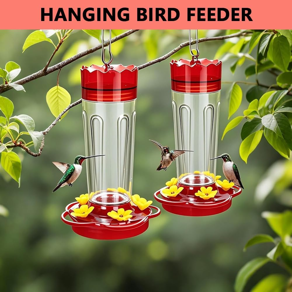 MUSONG 2-Pack 426Ml Hummingbird Feeders for Outdoors &ndash; Bee and Ant Proof, Leak-Proof Plastic Feeder with 5 Feeding Ports, Built-In Ant Moat, Easy-Clean Detachable Base &ndash; Hanging Garden Decor image number 5