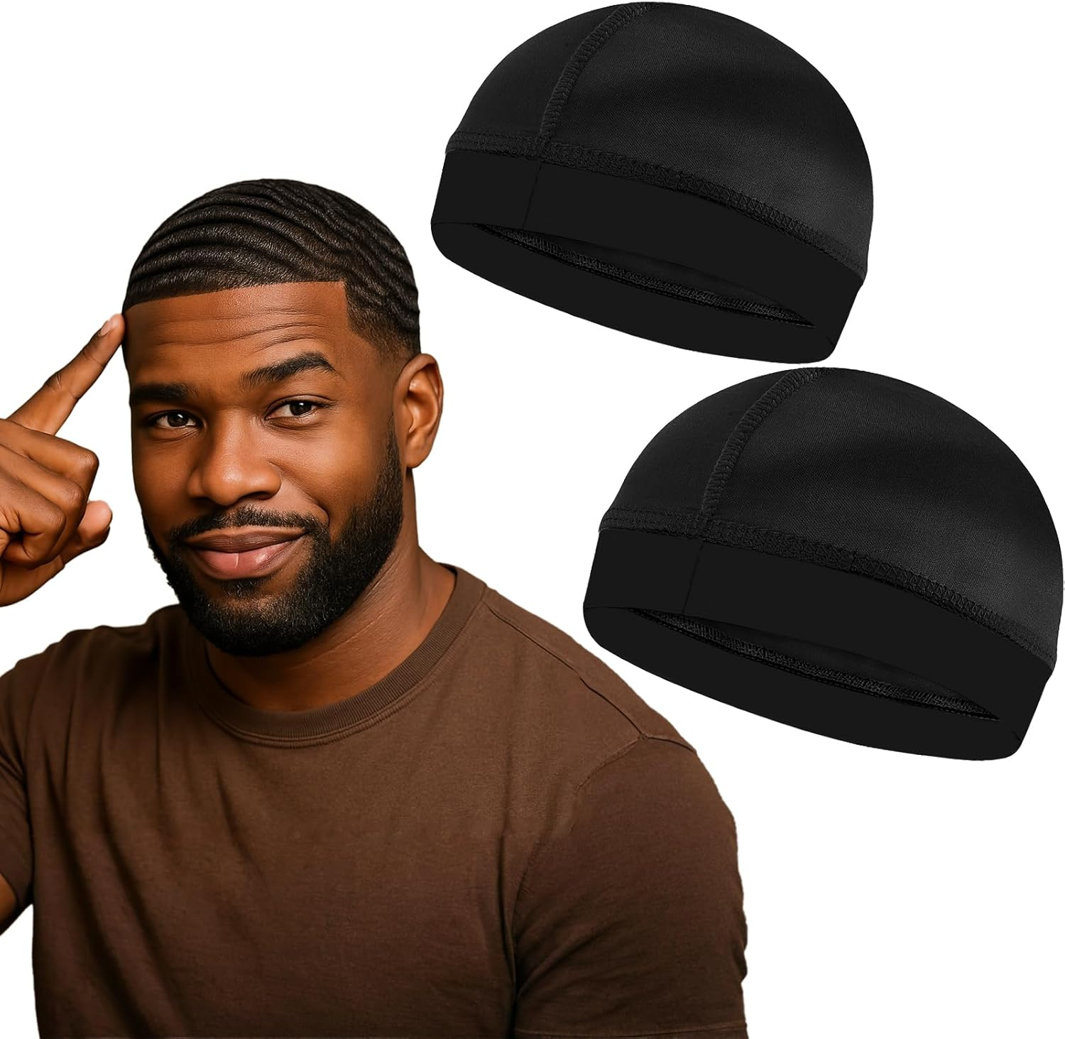 3PCS Silky Durags for Men Wave, Satin Doo Rags for 360, 540, 720 Waves (Black)